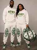 Cream Hoodie and Sweatpants with Custom Embroidered Logo