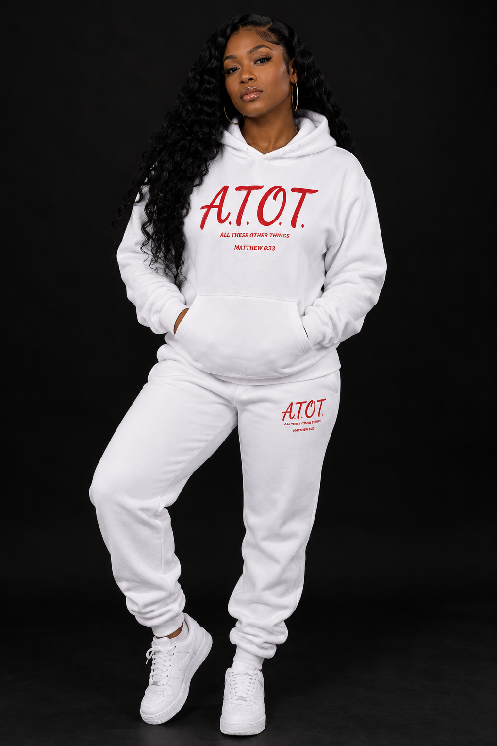 White Unisex Casual Hoodie