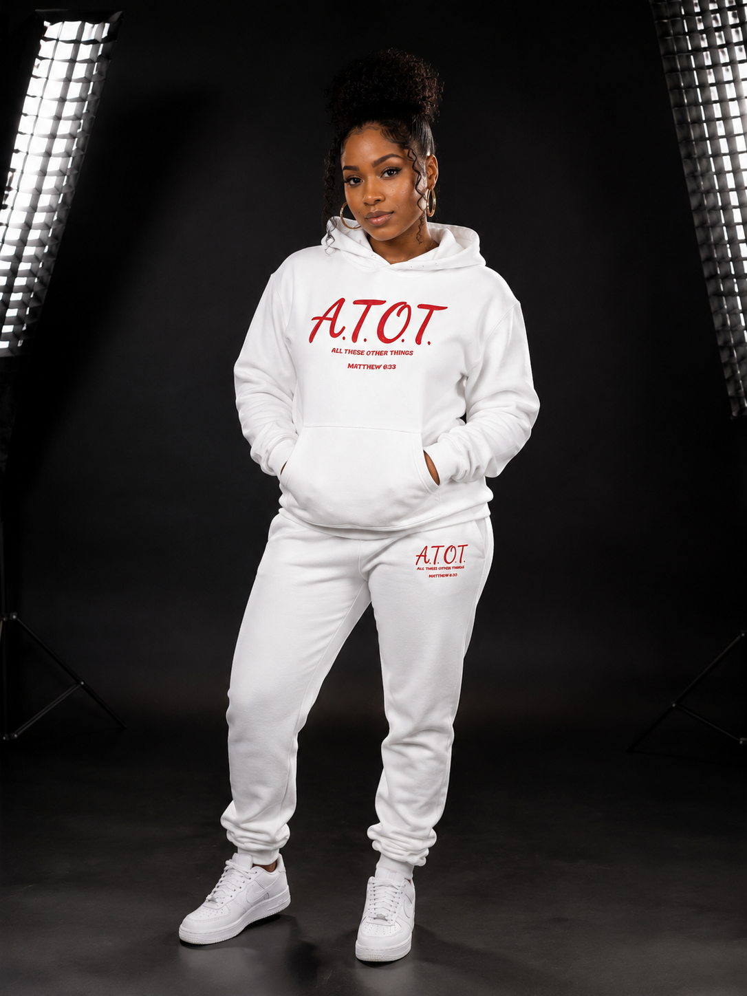 White Unisex Casual Hoodie